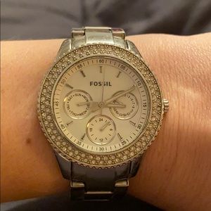 Silver Fossil Watch